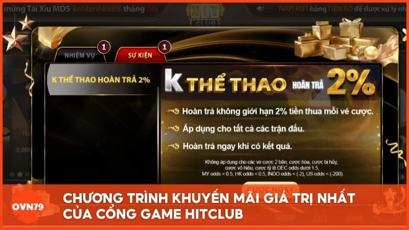 Chương trình khuyến mãi giá trị nhất của cổng game HITCLUB