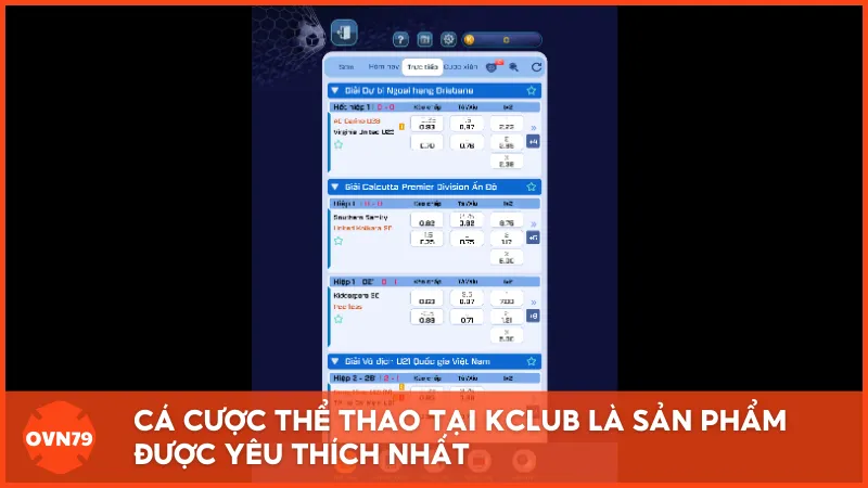 Cá cược thể thao tại KCLUB là một trong những sản phẩm được yêu thích nhất