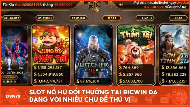 Slot nổ hũ đổi thưởng tại cổng game đa dạng với nhiều chủ đề thú vị